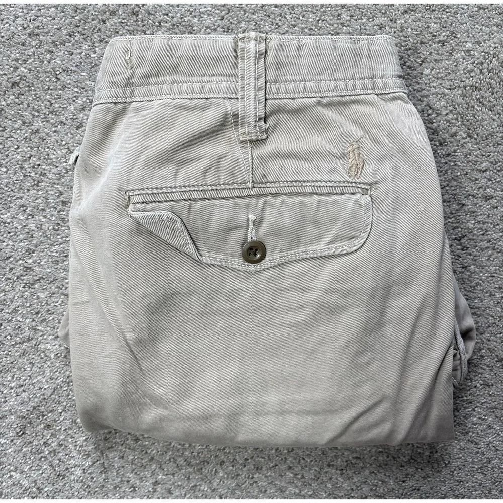 Polo Ralph Lauren Mens Size 34 Chino Shorts Relaxed Fit Tan Button‎ Pockets Pony